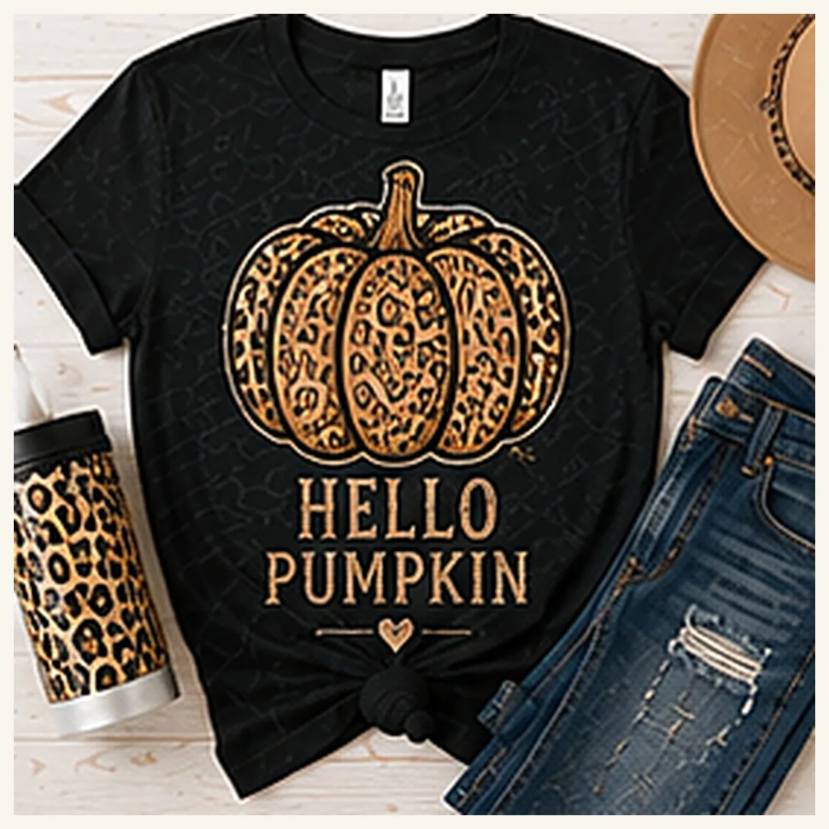 Hello Pumpkin Leopard Tee — Hello Pumpkin Leopard graphic